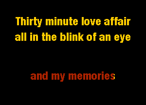 Thirty minute love affair
all in the blink of an eye

and my memories