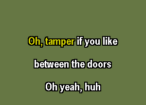 0h, tamper if you like

between the doors

Oh yeah, huh