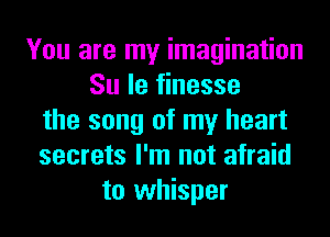 You are my imagination
Su le finesse
the song of my heart
secrets I'm not afraid
to whisper