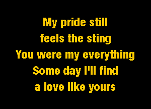 My pride still
feels the sting

You were my everything
Some day I'll find
a love like yours