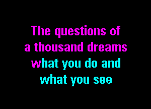 The questions of
a thousand dreams

what you do and
what you see