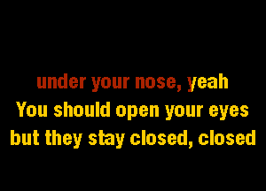 under your nose, yeah

You should open your eyes
but they stay closed, closed