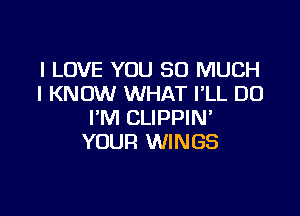 I LOVE YOU SO MUCH
I KNOW WHAT FLL DO

I'M CLIPPIN
YOUR WINGS