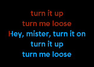 turn it up
turn me loose

Hey, mister, turn it on
turn it up
turn me loose