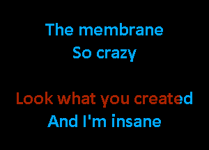 The membrane
50 crazy

Look what you created
And I'm insane