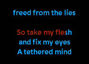 freed from the lies

So take my flesh
and fix my eyes
Atethered mind