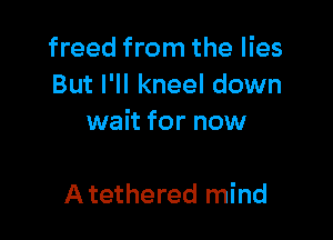 freed from the lies
But I'll kneel down

wait for now

Atethered mind