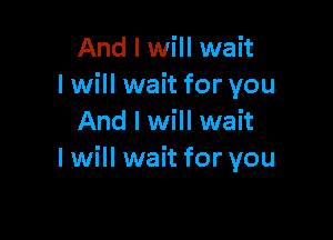 And I will wait
lwill wait for you

And I will wait
I will wait for you