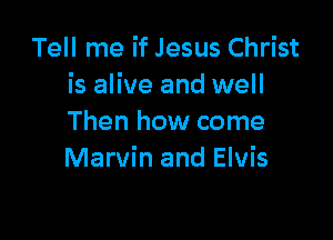 Tell me if Jesus Christ
is alive and well

Then how come
Marvin and Elvis