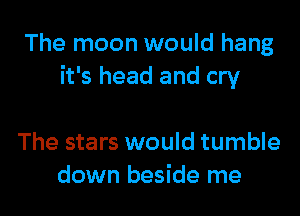 The moon would hang
it's head and cry

The stars would tumble
down beside me