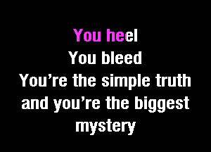 You heel
You bleed

Yowre the simple truth
and you're the biggest
mystery