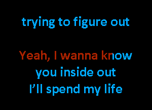 trying to figure out

Yeah, I wanna know
you inside out
I'll spend my life