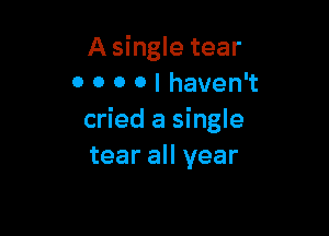 A single tear
0 0 o o I haven't

cried a single
tear all year