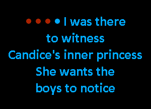 0 0 0 0 I was there
to witness

Candice's inner princess
She wants the
boys to notice