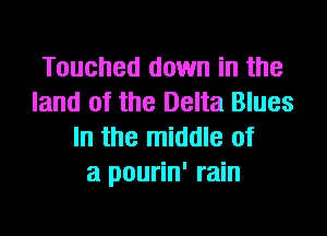 Touched down in the
land of the Delta Blues
In the middle of
a pourin' rain
