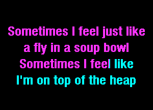 Sometimes I feel just like
a fly in a soup bowl
Sometimes I feel like
I'm on top of the heap