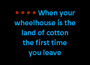 o 0 0 0 When your
wheelhouse is the

land of cotton
the first time
youleave