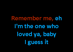 Remember me, eh

I'm the one who
loved ya, baby
I guess it