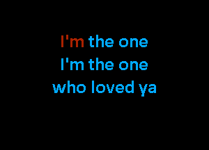 I'm the one
I'm the one

who loved ya