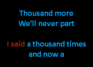 Thousand more
We'll never part

I said a thousand times
and now a