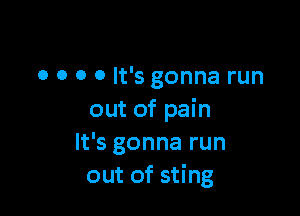 o o o 0 It's gonna run

out of pain
It's gonna run
out of sting