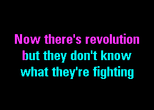 Now there's revolution

but they don't know
what they're fighting