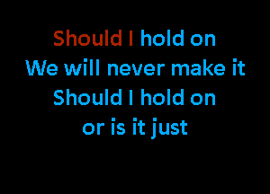 Should I hold on
We will never make it

Should I hold on
or is it just