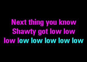 Next thing you know

Shawty got low low
low low low low low low