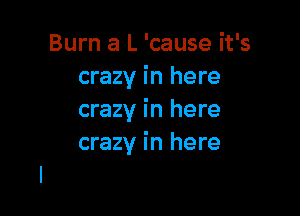 Burn a L 'cause it's
crazy in here

crazy in here
crazy in here