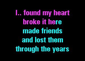 l.. found my heart
broke it here

made friends
and lost them
through the years