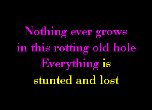 Nothing ever grows
in this rotting old hole

Everyming is
stunted and lost