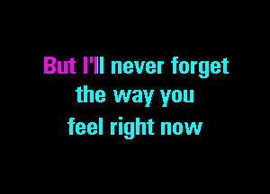 But I'll never forget
the way you

feel right now