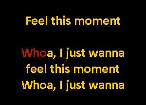 Feel this moment

Whoa, I just wanna
feel this moment
Whoa, I just wanna