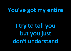 You've got my entire

I try to tell you
but you just
don't understand