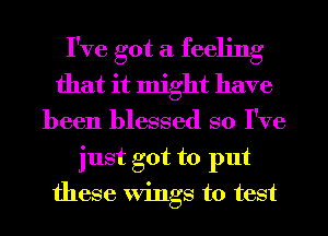 I've got a feeling
that it might have
been blessed so I've
just got to put
these wings to test