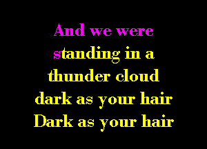And we were
standing in a
thunder cloud

dark as your hair

Dark as your hair I