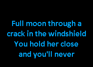 Full moon through a

crack in the windshield
You hold her close
and you'll never