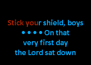 Stick your shield, boys

0 0 0 0 On that
very first day
the Lord sat down