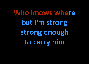 Who knows where
but I'm strong

strong enough
to carry him