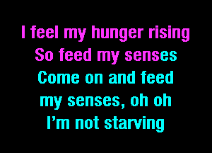 I feel my hunger rising
So feed my senses
Come on and feed
my senses, oh oh

Pm not starving l