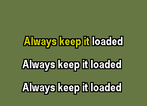 Always keep it loaded

Always keep it loaded
Always keep it loaded