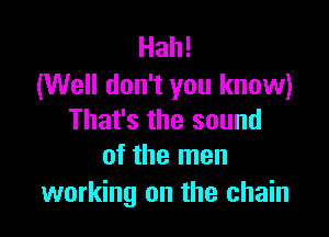 Hah!
(Well don't you know)

That's the sound
of the men

working on the chain
