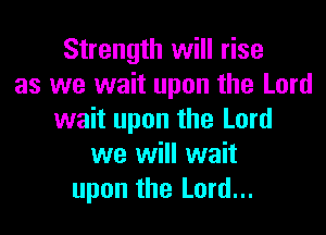 Strength will rise
as we wait upon the Lord

wait upon the Lord
we will wait
upon the Lord...