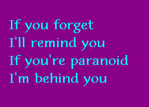 If you forget
I'll remind you

If you're paranoid
I'm behind you