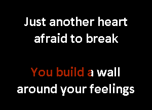 Just another heart
afraid to break

You build a wall
around your feelings