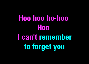 H00 hoo ho-hoo
Hoo

I can't remember
to forget you