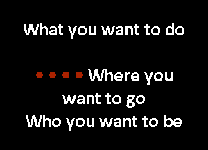 What you want to do

0 0 0 0 Where you
want to go
Who you want to be