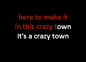 here to make it
in this crazy town

It's a crazy town