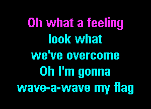 Oh what a feeling
look what

we've overcome
Oh I'm gonna
wave-a-wave my flag