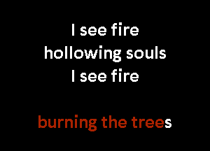 I see fire
hollowing souls

I see fire

burning the trees